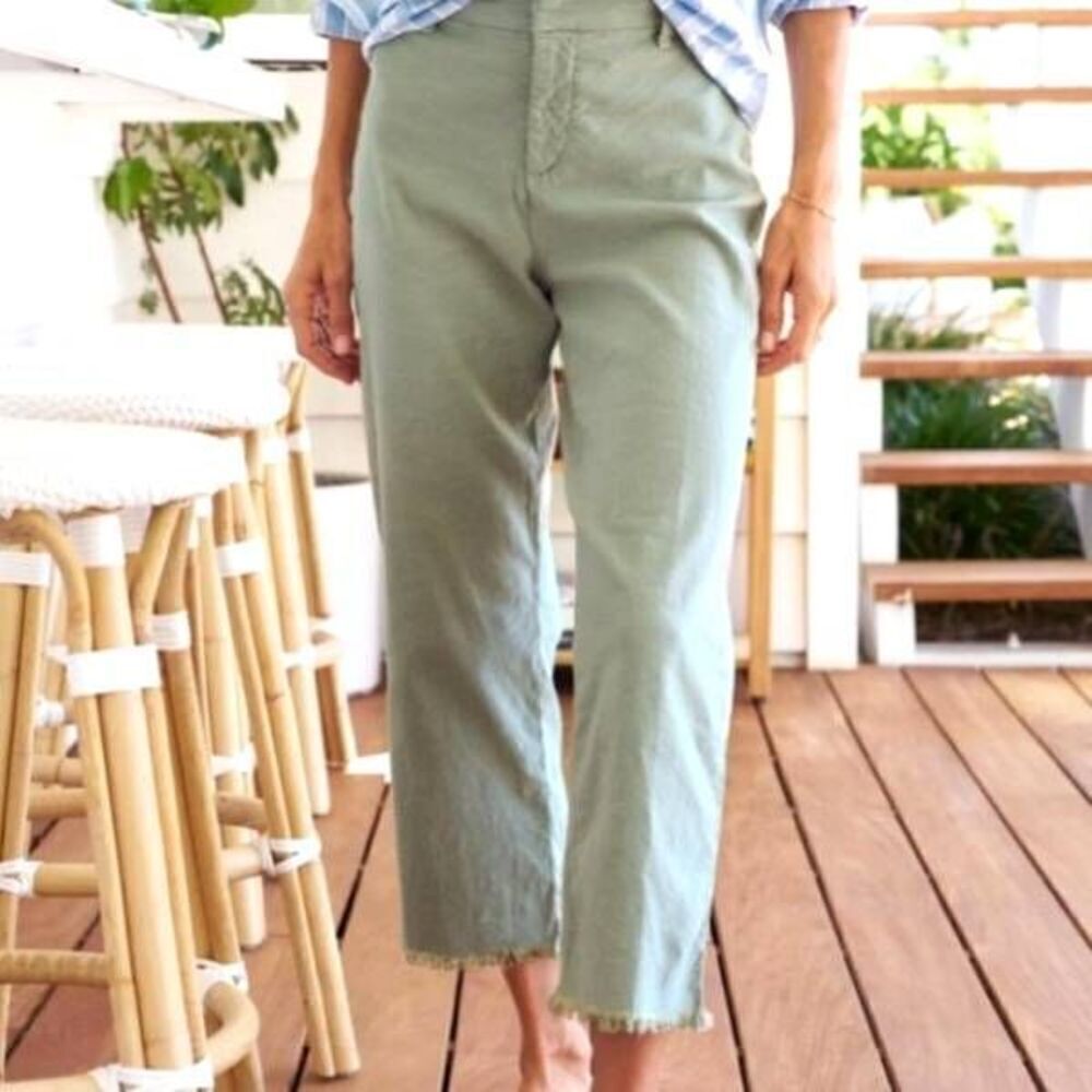 Frank & Eileen Kinsals Sage Green Italian Performance Linen Trouser Pant sz 10